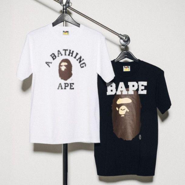 Cool BAPE Logo - shirt, bape, bathing ape, white, black, t-shirt, hanger, rolex, tag ...