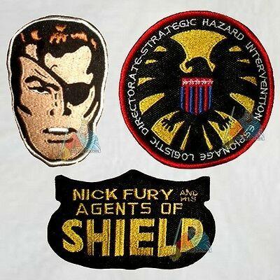 Nick Fury Shield Logo - NICK FURY FACE Embroidered Patch Marvel Comics Shield Captain ...