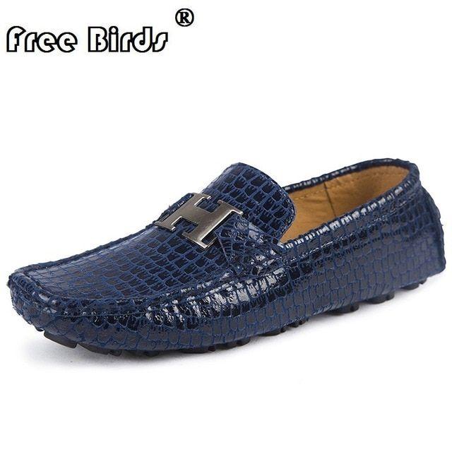 Crocodile Shoe Logo - Crocodile style genuine leather men shoes moccasins men flat shoes ...
