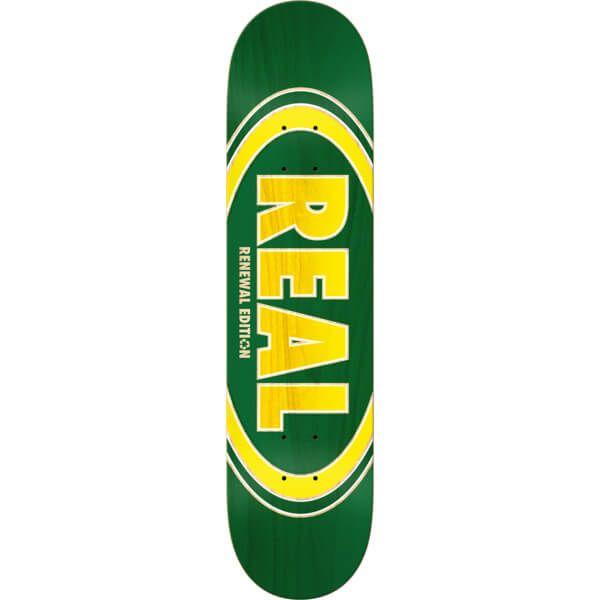 Real Skateboards Logo - Real Skateboards Oval Duofade Renewal Green / Yellow Skateboard Deck ...