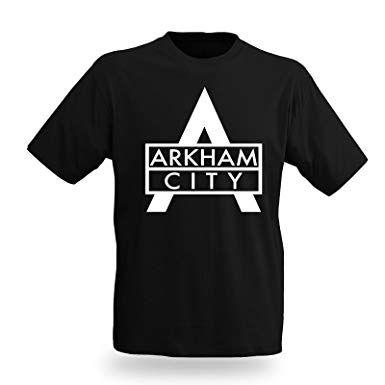 Batman Arkham City Logo - Batman Arkham City Logo T Shirt The GAME L: Amazon.co.uk: Clothing
