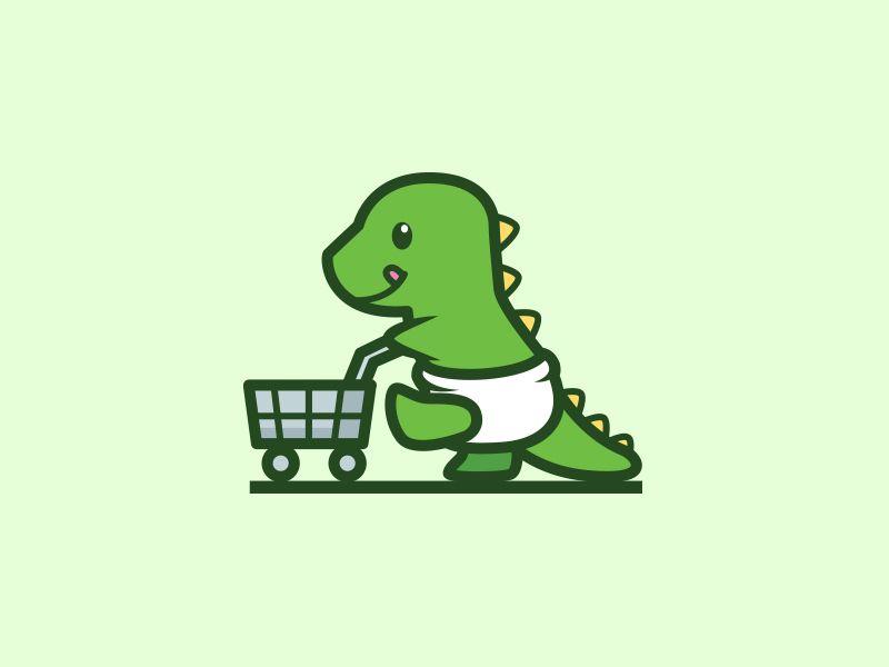 Green Dinosaur Shops Logo - Dino Shop Logo Design