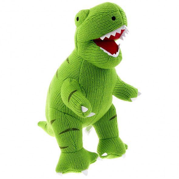 Green Dinosaur Shops Logo - Large green knitted T. rex soft toy. Natural History Museum Online Shop