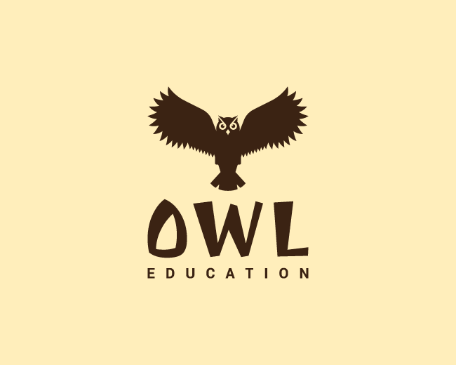Brown Bird Logo - Animal logo with the shape of an owl composed of abstract shapes
