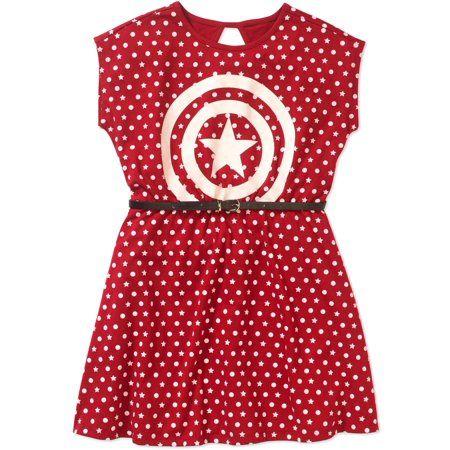 Walmart Dot Com Logo - Marvel - Captain America Girls' Shield Logo and Polka Dots Short ...