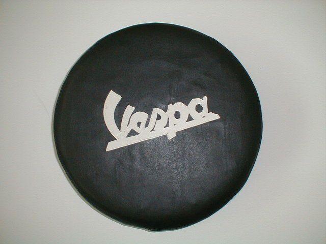 Vespa Logo - White Vespa logo on Black wheel cover. - P K Trim