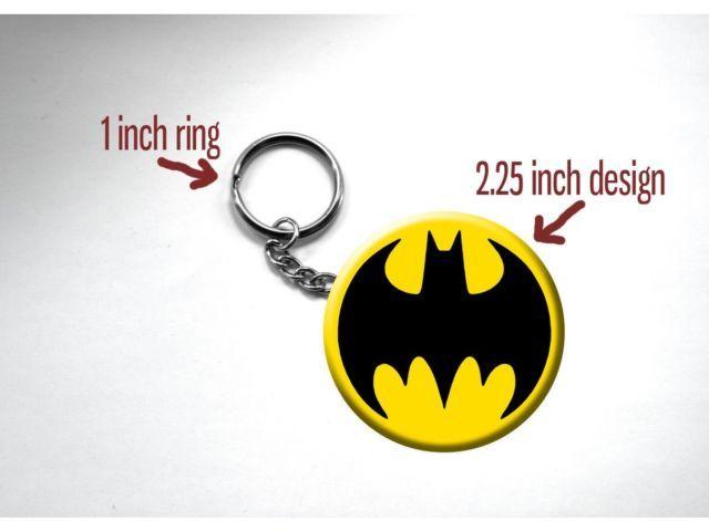 Batman Spotlight Logo - Batman Retro Spotlight Logo Circular Black on Yellow Key Chain | eBay