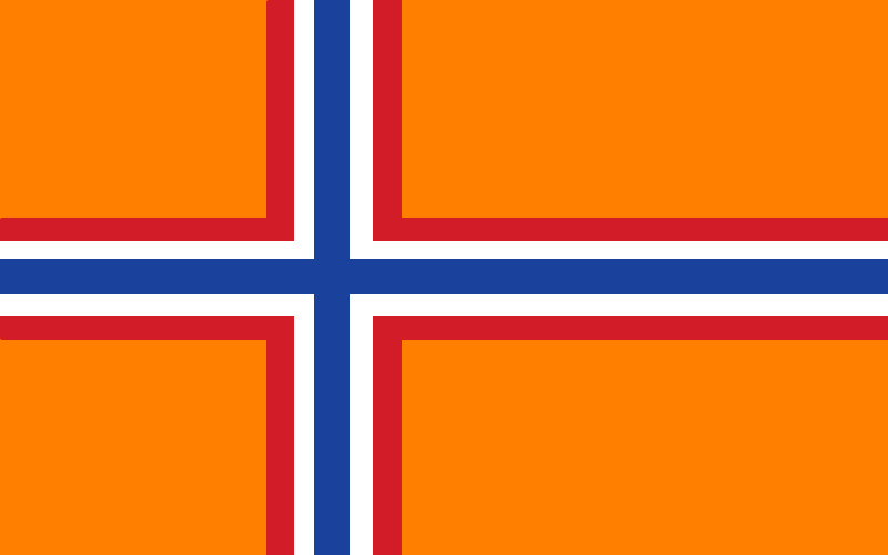 Orange and Blue Flag Logo - Colony of Vinland (L'Uniona Homanus)