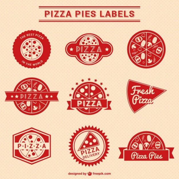 Red Pizza Logo - Red pizza labels collection Vector