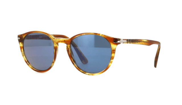 Striped Brown and Yellow Logo - Persol Po3152s 904356 52mm Sunglasses Striped Brown Yellow Frame