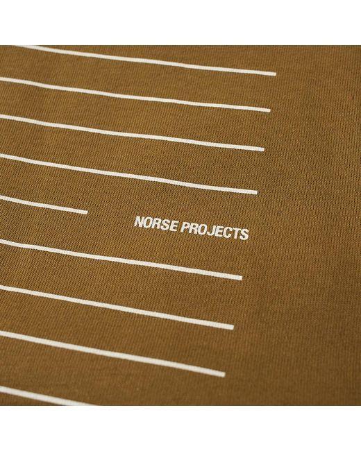 Striped Brown and Yellow Logo - Norse Projects Niels Stripe Screen Logo Tee in Brown for Men