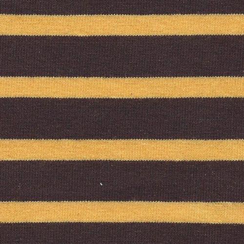 Striped Brown and Yellow Logo - Nick of Time Textiles Ltd - Brown/Yellow Stripe Cotton/Lycra Jersey ...