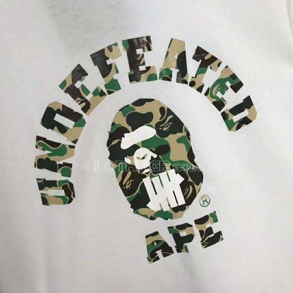 Undefeated Camo Logo - BAPE Undefeated Ape Green Camo White T-Shirt