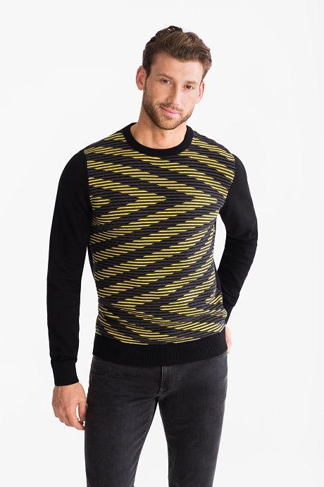 Striped Brown and Yellow Logo - Angelo Litrico Jumper - striped gray yellow Ribbed sleeve cuffs ...