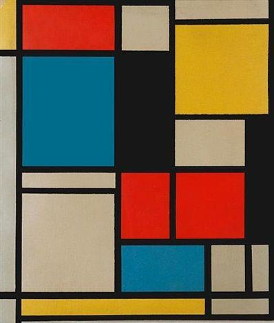 Red and Yellow Square Logo - Composition in blue, red and yellow by Piet Mondrian on artnet