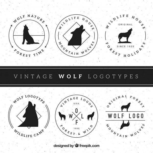 Retro Moon Logo - Vintage wolf logos background Vector