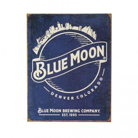Blue Bar Company Logo - Blue Moon Skyline Retro Logo Metal Bar Sign