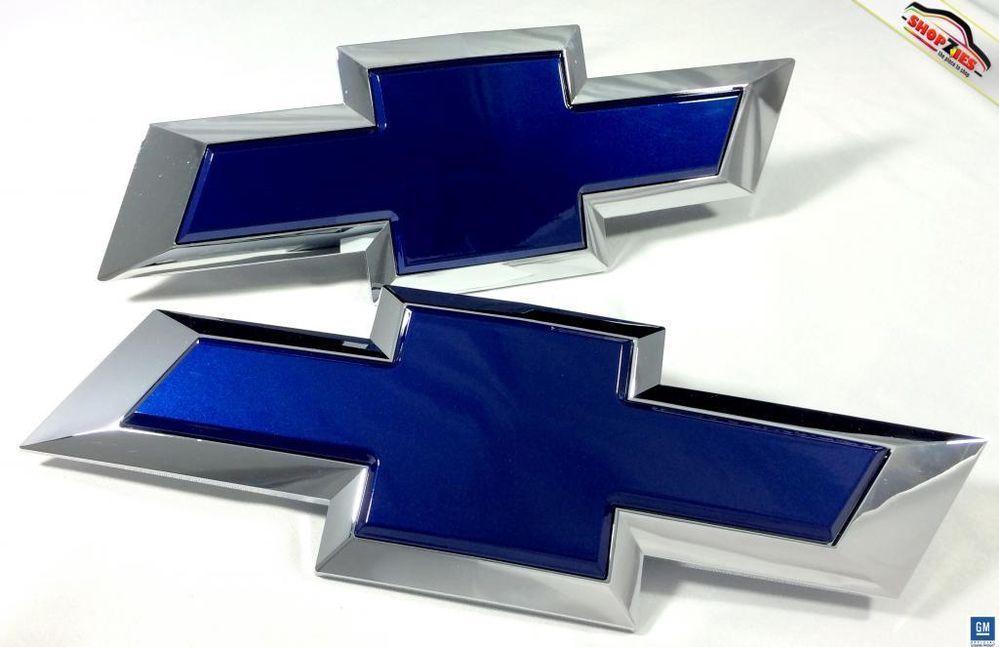 Blue Chevy Logo - Chevy Silverado Bowtie Emblem Billet Insert Replacement 2pc Set Blue ...