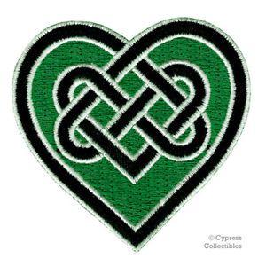 Irish Celtic Logo - CELTIC HEART GREEN Iron On PATCH Embroidered IRISH EIRE IRELAND LOVE