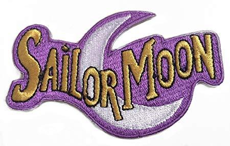 Retro Moon Logo - Sailor Moon Logo Patch 10cm Embroidered Iron on Badge Applique ...