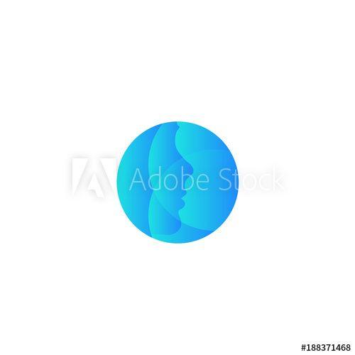 Round Face with Blue Logo - Plastic surgery company vector round logo. Abstract blue face ...