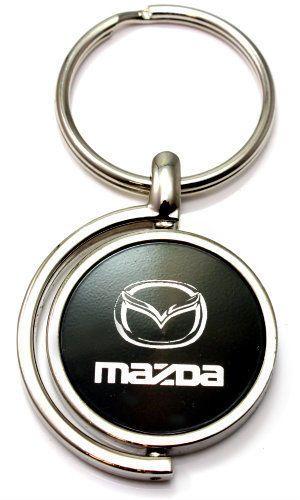 Black Mazda Logo - Black MAZDA Logo Brushed Metal Round Spinner Chrome Key Chain Spin