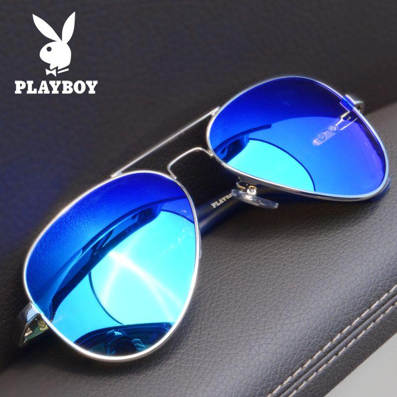 Round Face with Blue Logo - USD 257.68] Playboy sunglasses men's 2018 New polarized driving frog ...