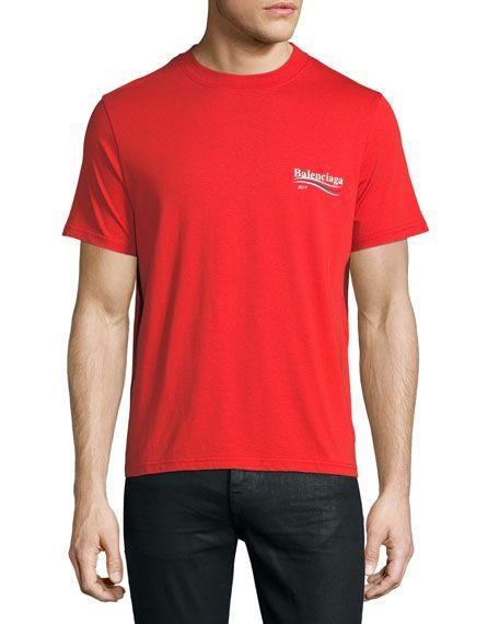 Red Campaign Logo - Balenciaga Short-Sleeve Campaign Logo T-Shirt, Red