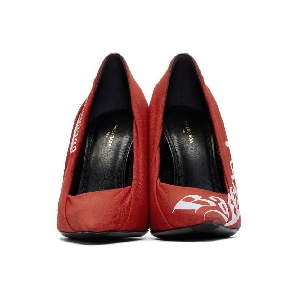 Red Campaign Logo - Lyst Red Campaign Logo Knife Heels in Red 34%