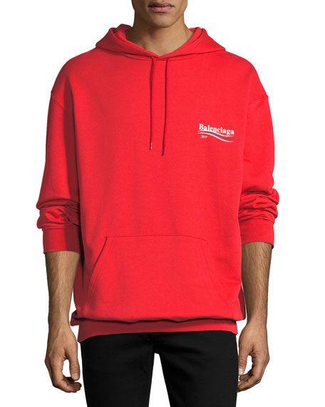 Red Campaign Logo - Balenciaga Campaign Logo Hoodie Sweatshirt, Red