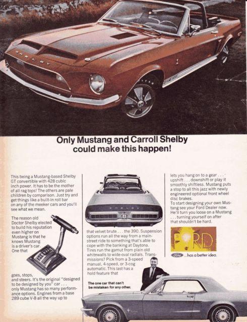 Old Cobra Jet Logo - Details about 1968 Print Ad Ford Mustang Cobra Shelby GT 350 / 500 ~ Money  Where Your Muscle