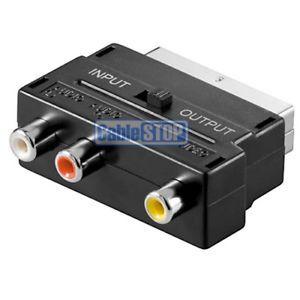 Red White Yellow Logo - SCART to RED WHITE YELLOW TV ADAPTER WITH RCA PHONO DIRECTION SWITCH