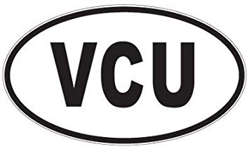 VCU Black and White Logo - More Oval Decals, Vcu, Vinyl Car Decal, 'White', '5 By 5