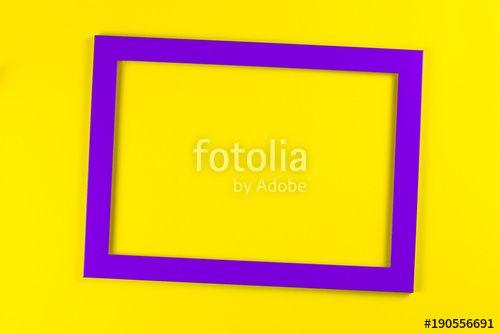 Yellow Background Blue Square Logo - Purple color frame on bright yellow background