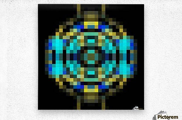 Yellow Background Blue Square Logo - geometric square pixel abstract in blue and yellow with black
