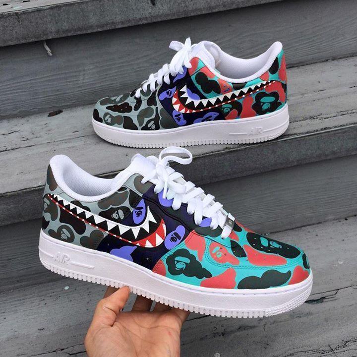 Nike BAPE Logo - Nike Air Force 1 Low BAPE Customs. kicks. Nike shoes, Sneakers