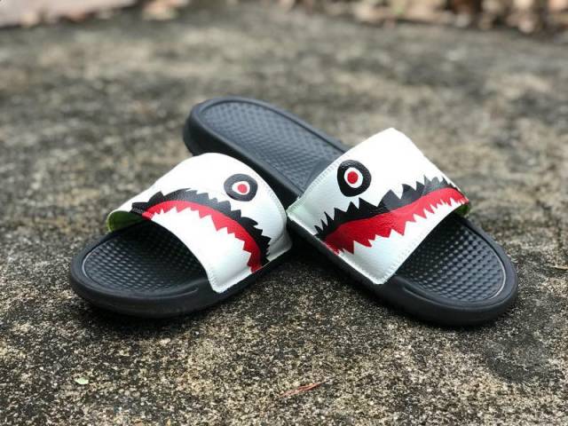 Nike BAPE Logo - Bape x Nike Custom Slides | Kixify Marketplace