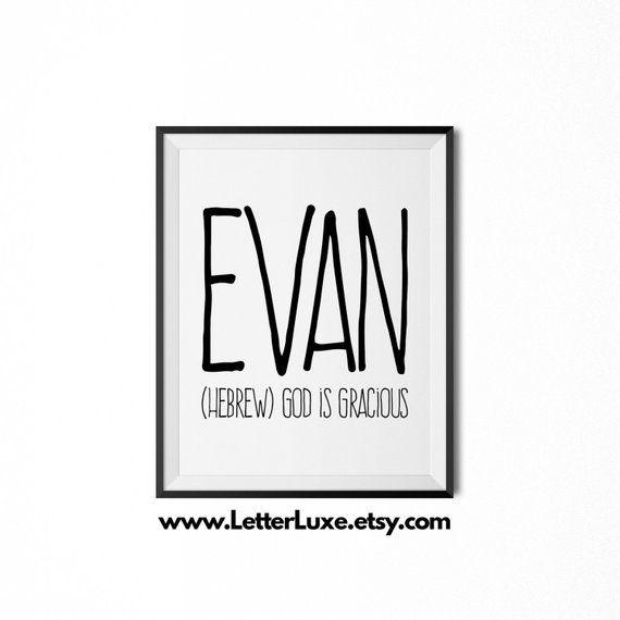 Evan Name Logo - Evan Printable Kids Gift Name Meaning Art Baby Shower Gift
