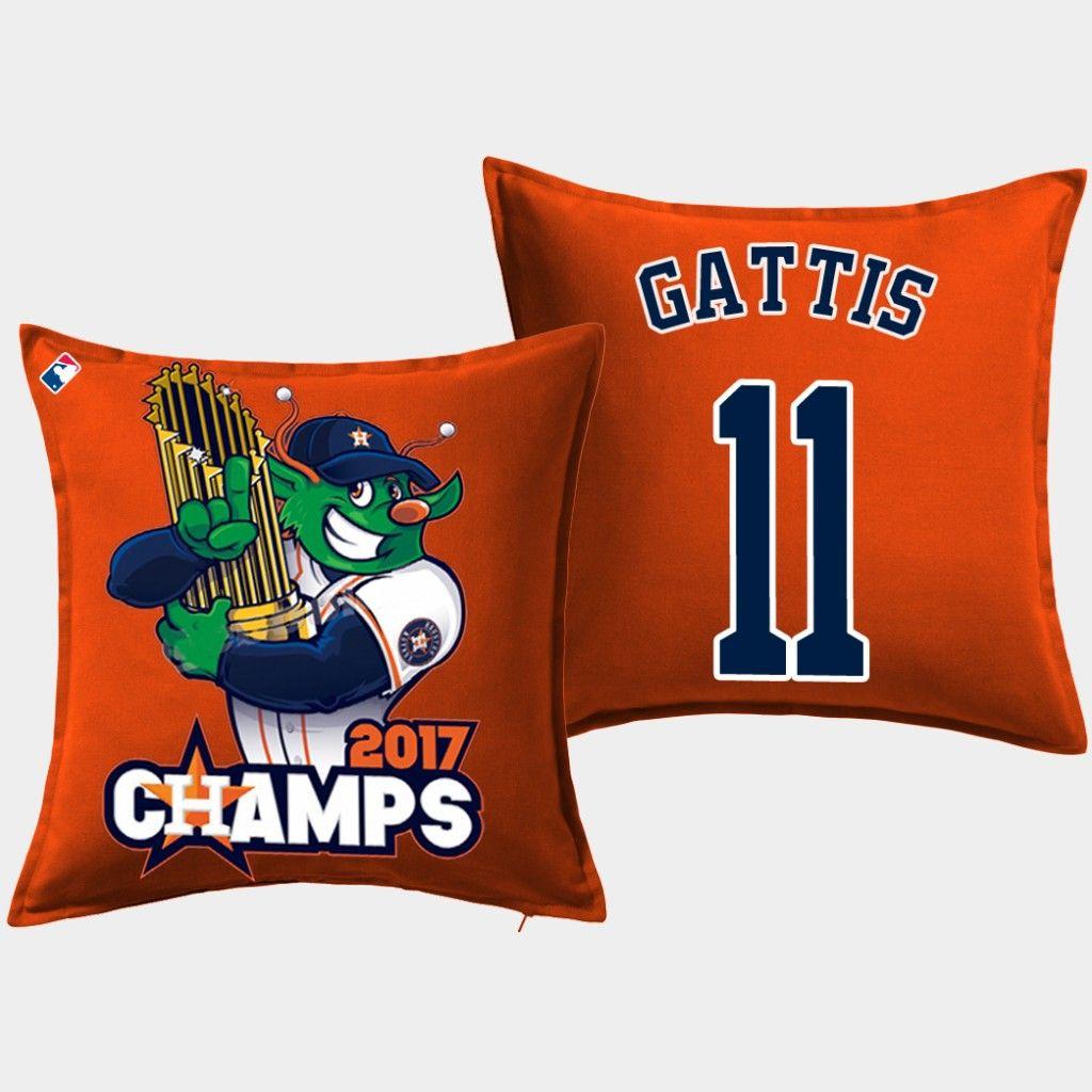 Evan Name Logo - Unisex Houston Astros Evan Gattis Team Logo Orange Decorative Pillow