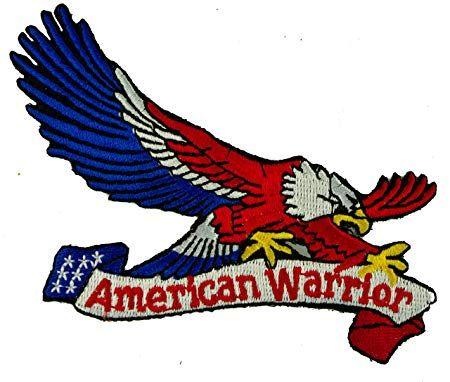 Red White and Blue Eagle Logo - American Warrior Eagle Red White Blue Biker Iron on Embroidered ...