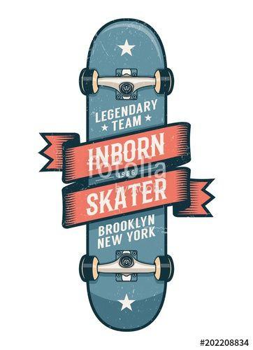 Skater Logo - Authentic skateboarding logo in old school style. Classic Skateboard ...