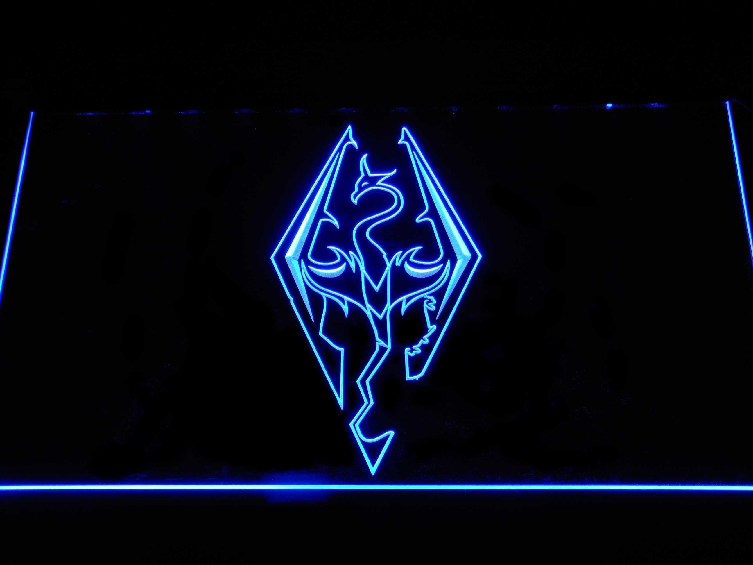 Neon Logo - Skyrim Dragon Logo LED Neon Sign