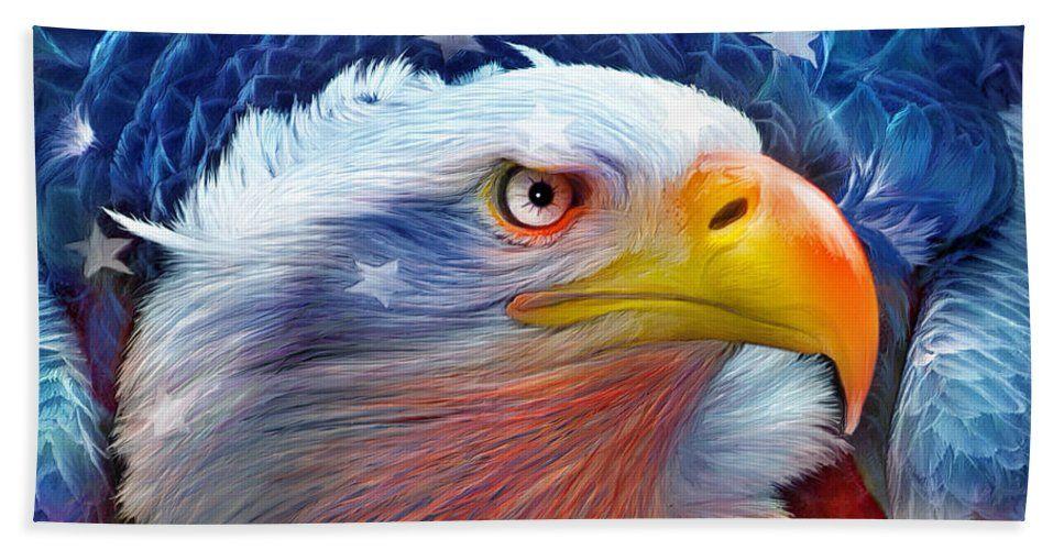 Red White and Blue Eagle Logo - Eagle Red White Blue Beach Sheet for Sale by Carol Cavalaris