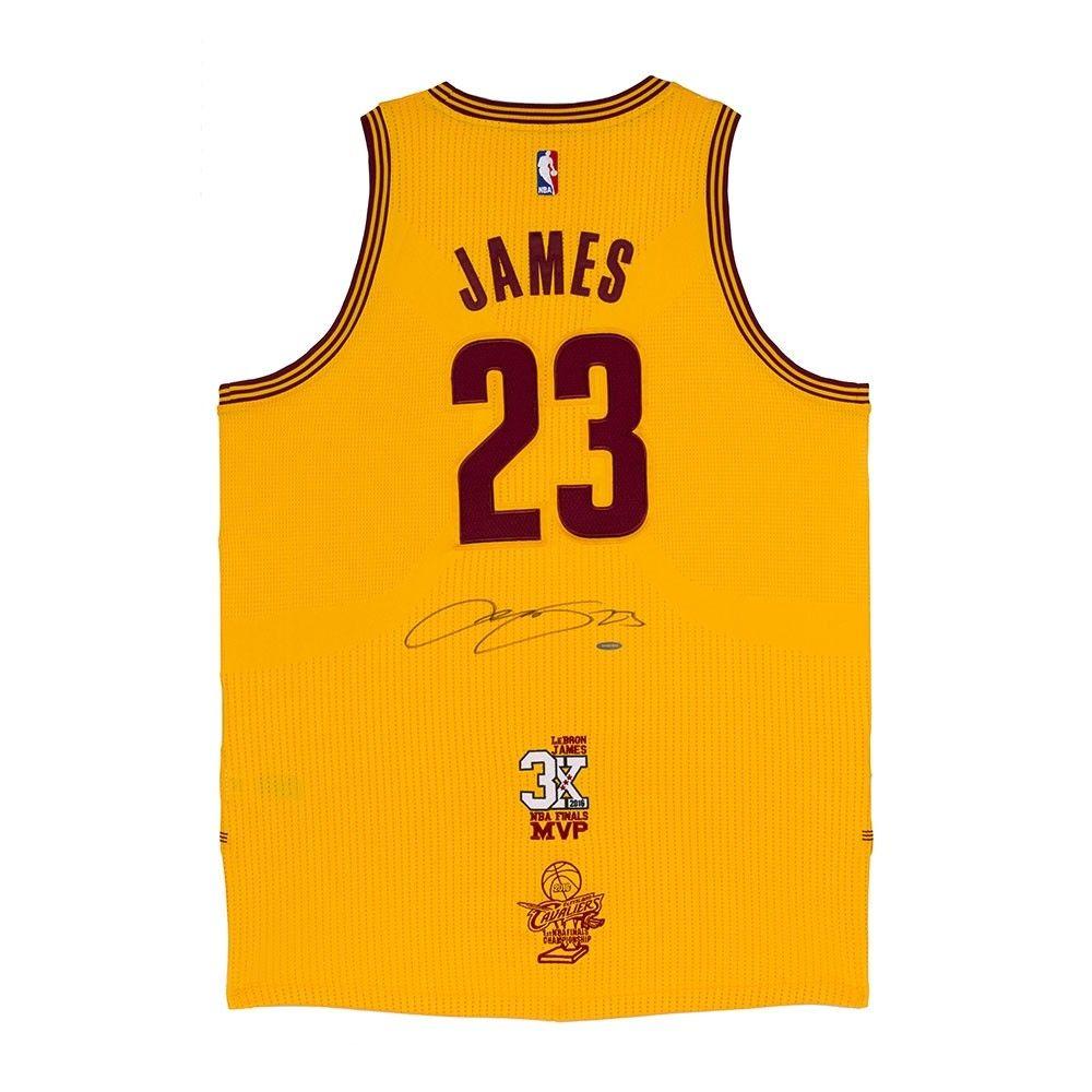 Gold LeBron Logo - LeBron James Autographed Cleveland Cavaliers Authentic Adidas ...
