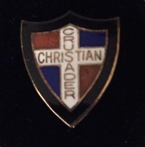 Christian Crusader Logo - Antique Gold Enamel Christian Crusader Chevron Shield Cross Duplex