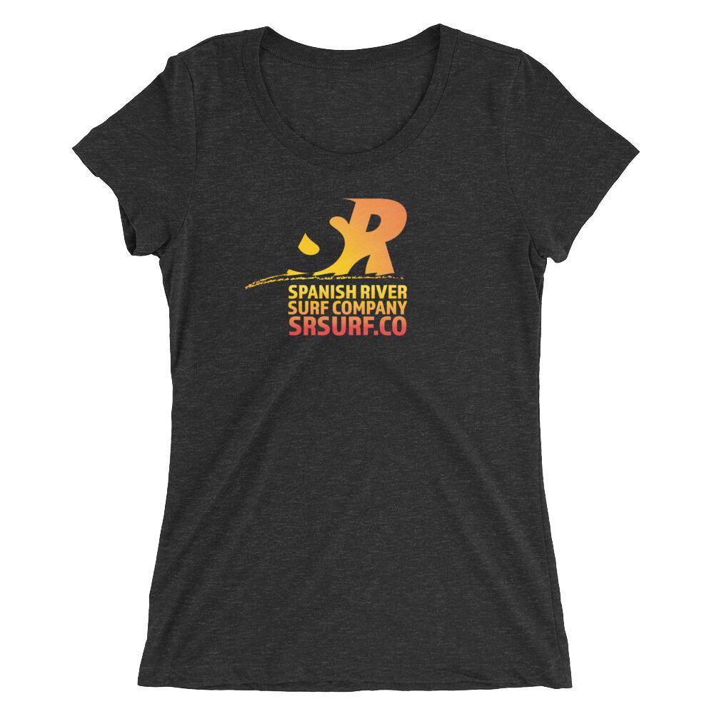 River Surf Company Logo - Spanish River Retro Gradient Orange Ladies' Short Sleeve T Shirt