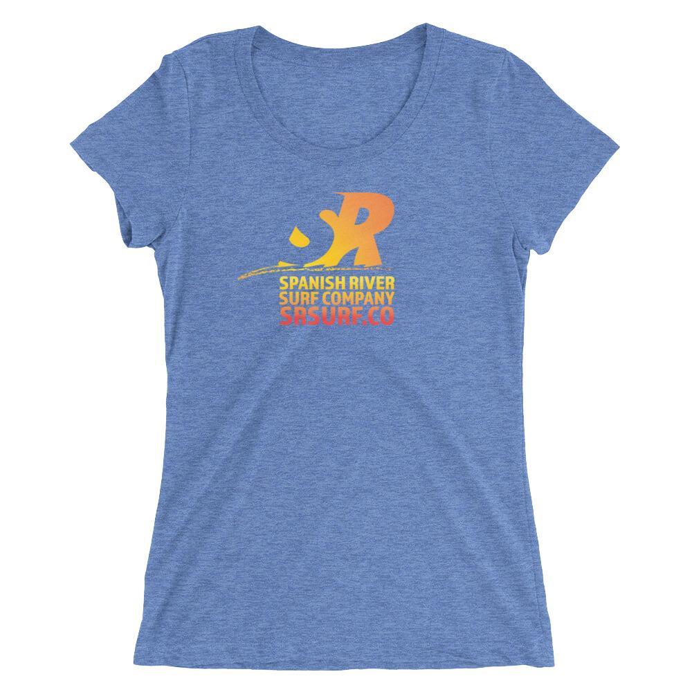 River Surf Company Logo - Spanish River Retro Gradient Orange Ladies' Short Sleeve T Shirt