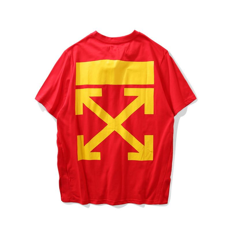 Red with White Arrow Logo - Off-White Arrows Cross Graphic Print T-Shirt