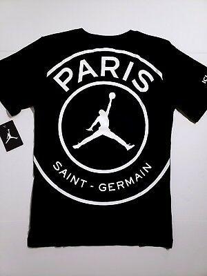 Large Jordan Logo - NIKE JORDAN X PSG Paris Saint Germain Black Cotton Big Logo T-Shirt ...
