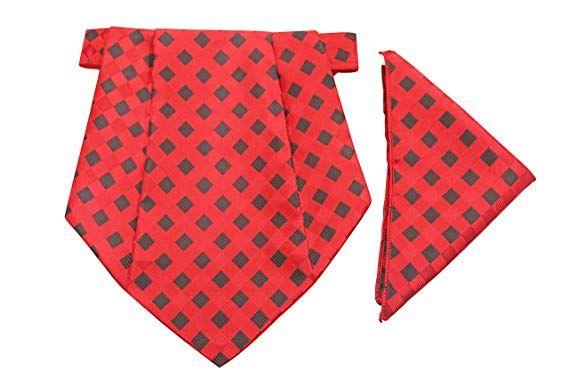 Square Red Triangle Logo - Classique Enterprises Men's Cravat with Pocket Square (Red and Black ...